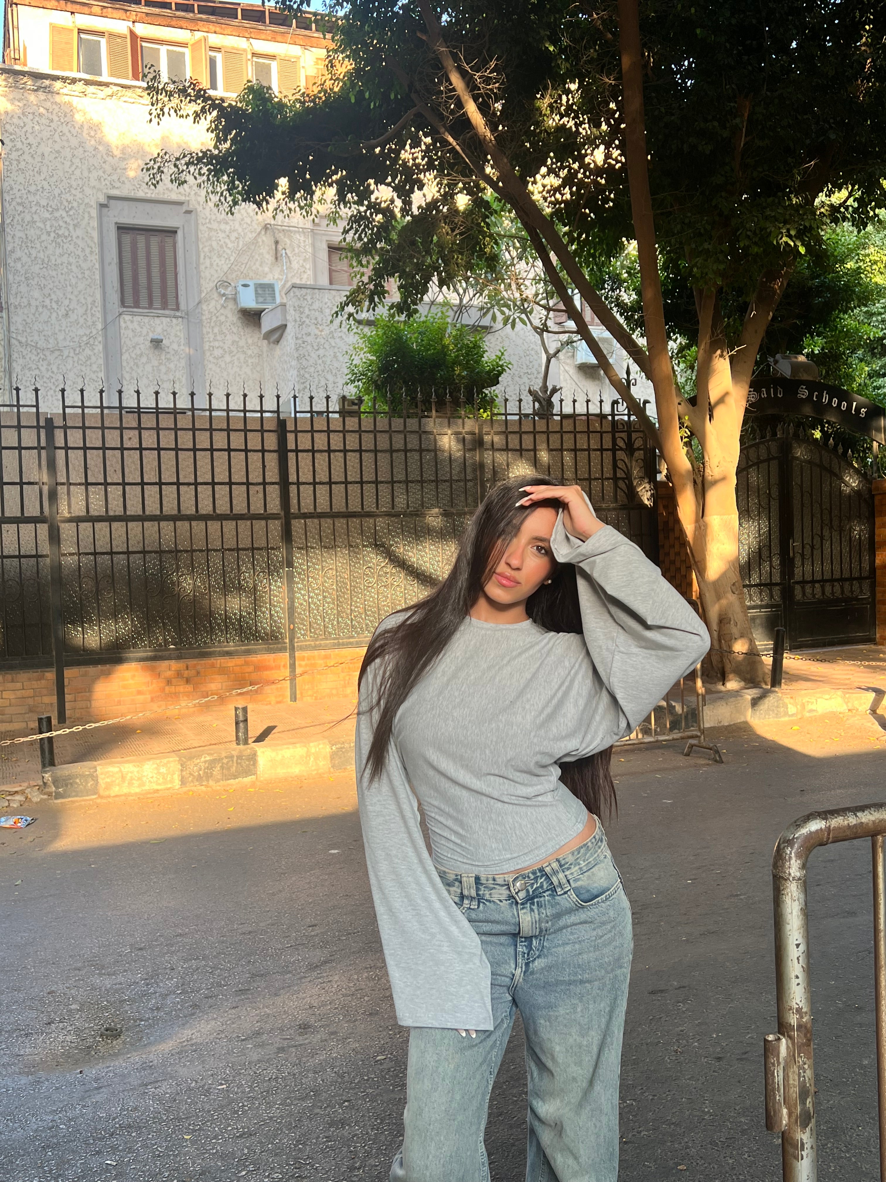 Grey Fit & Flare tee