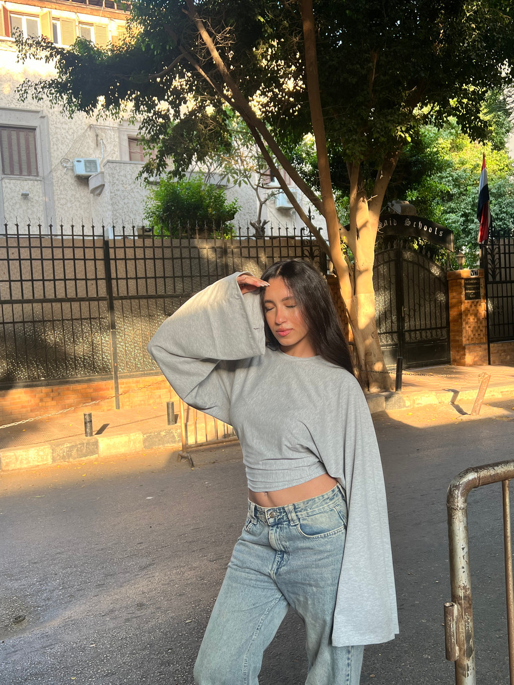 Grey Fit & Flare tee