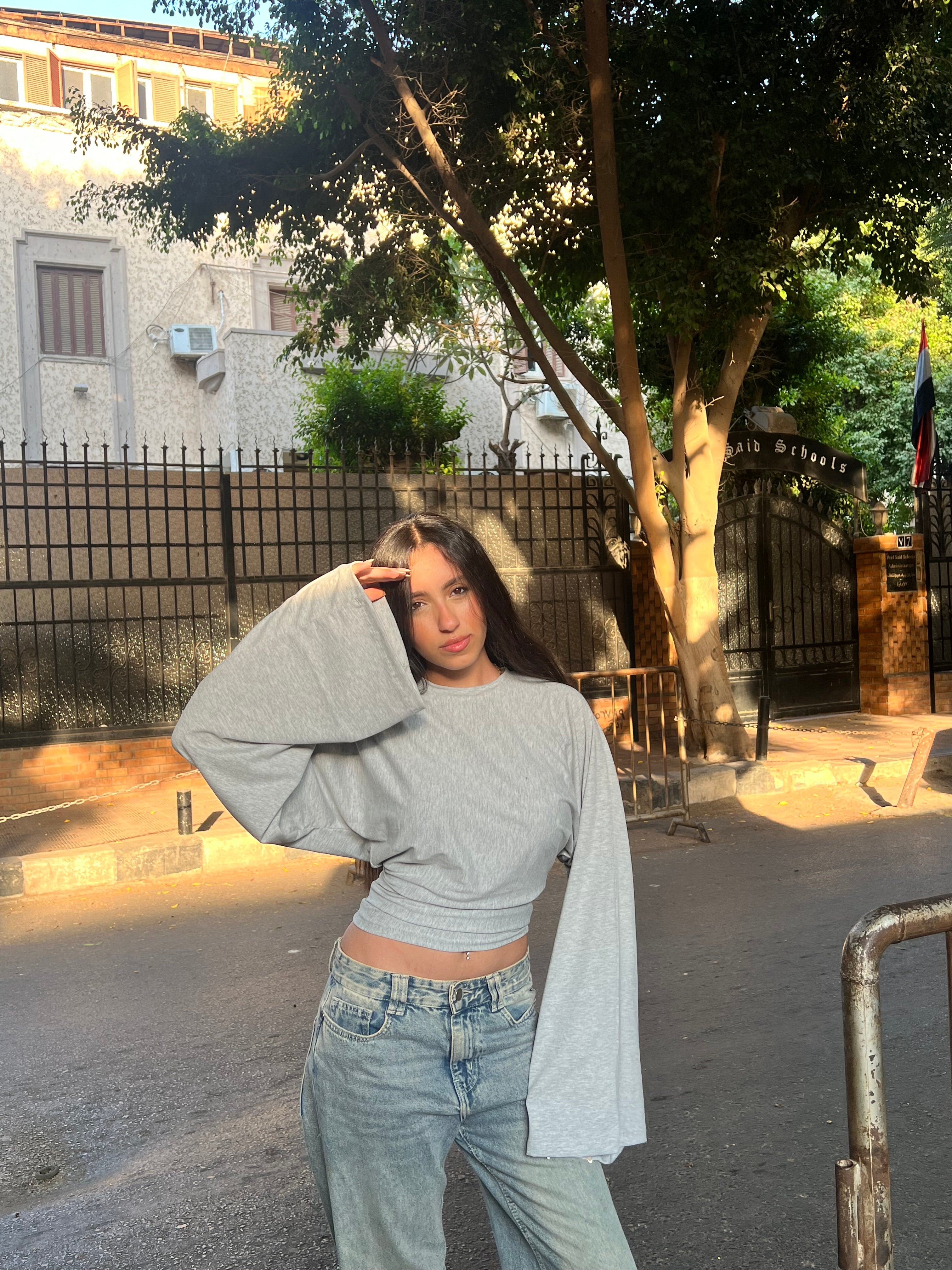Grey Fit & Flare tee