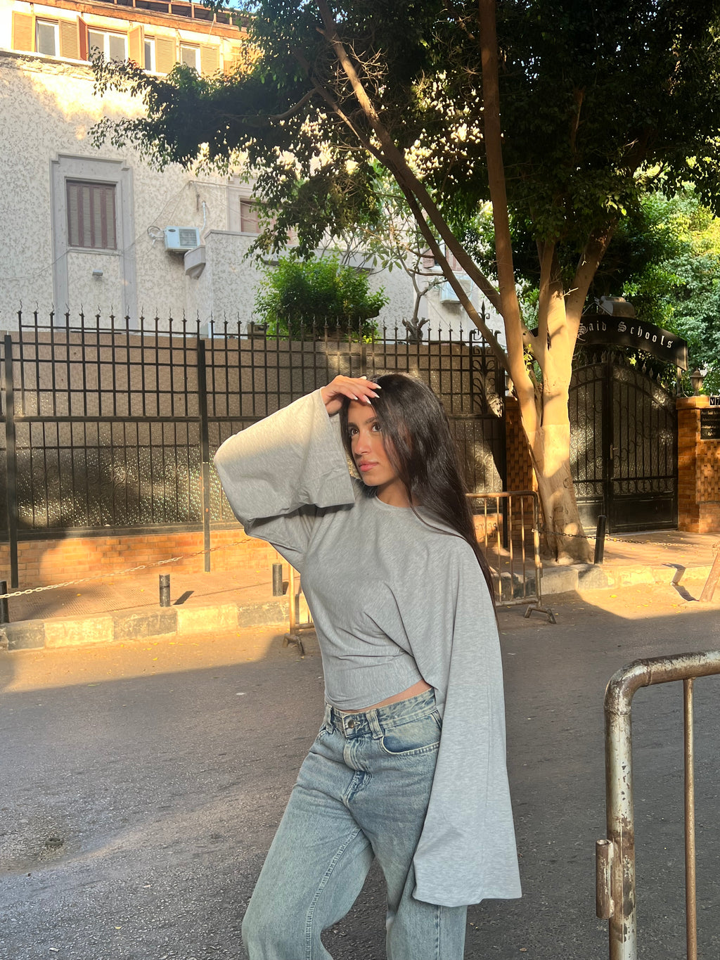 Grey Fit & Flare tee
