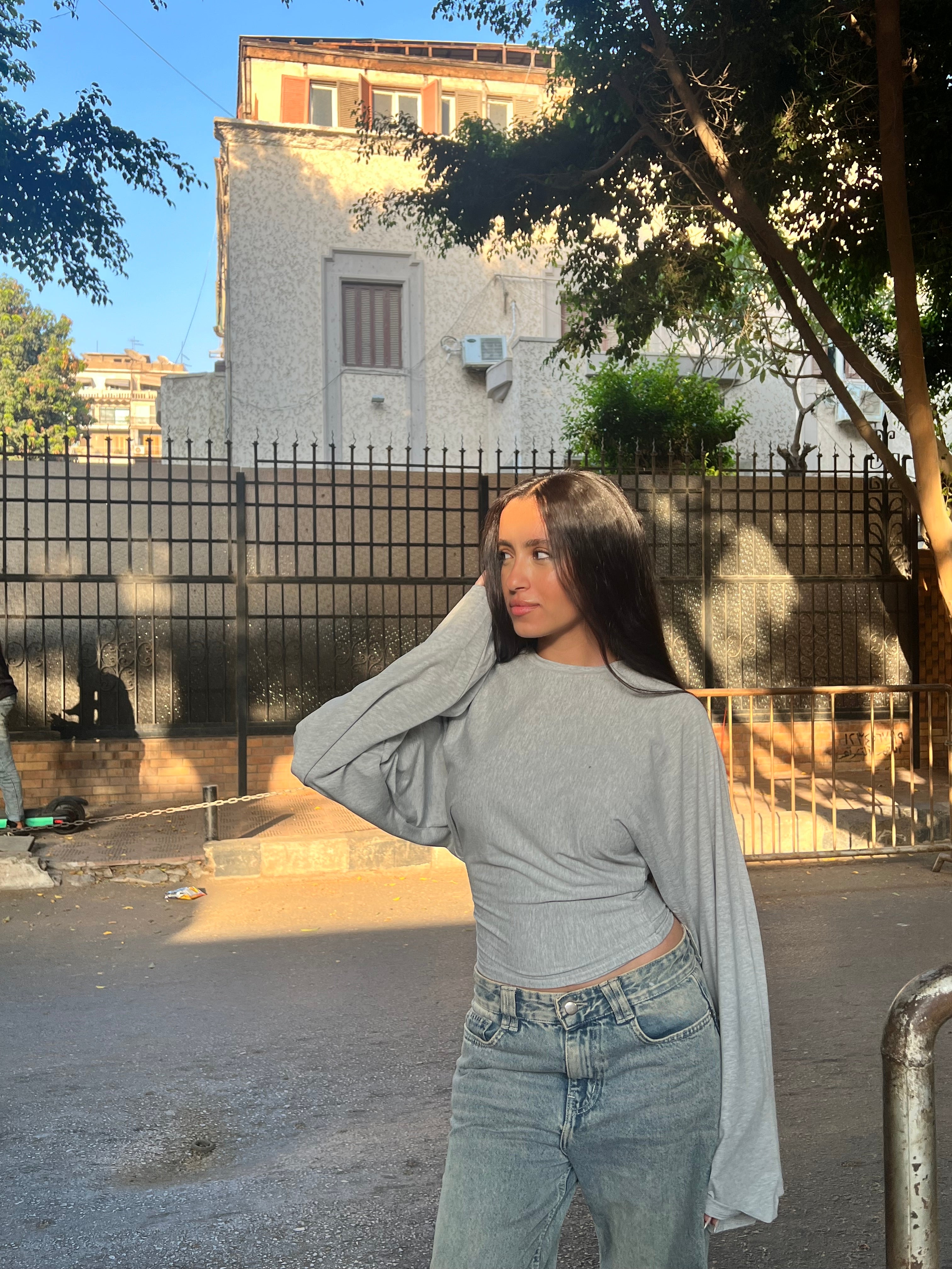 Grey Fit & Flare tee