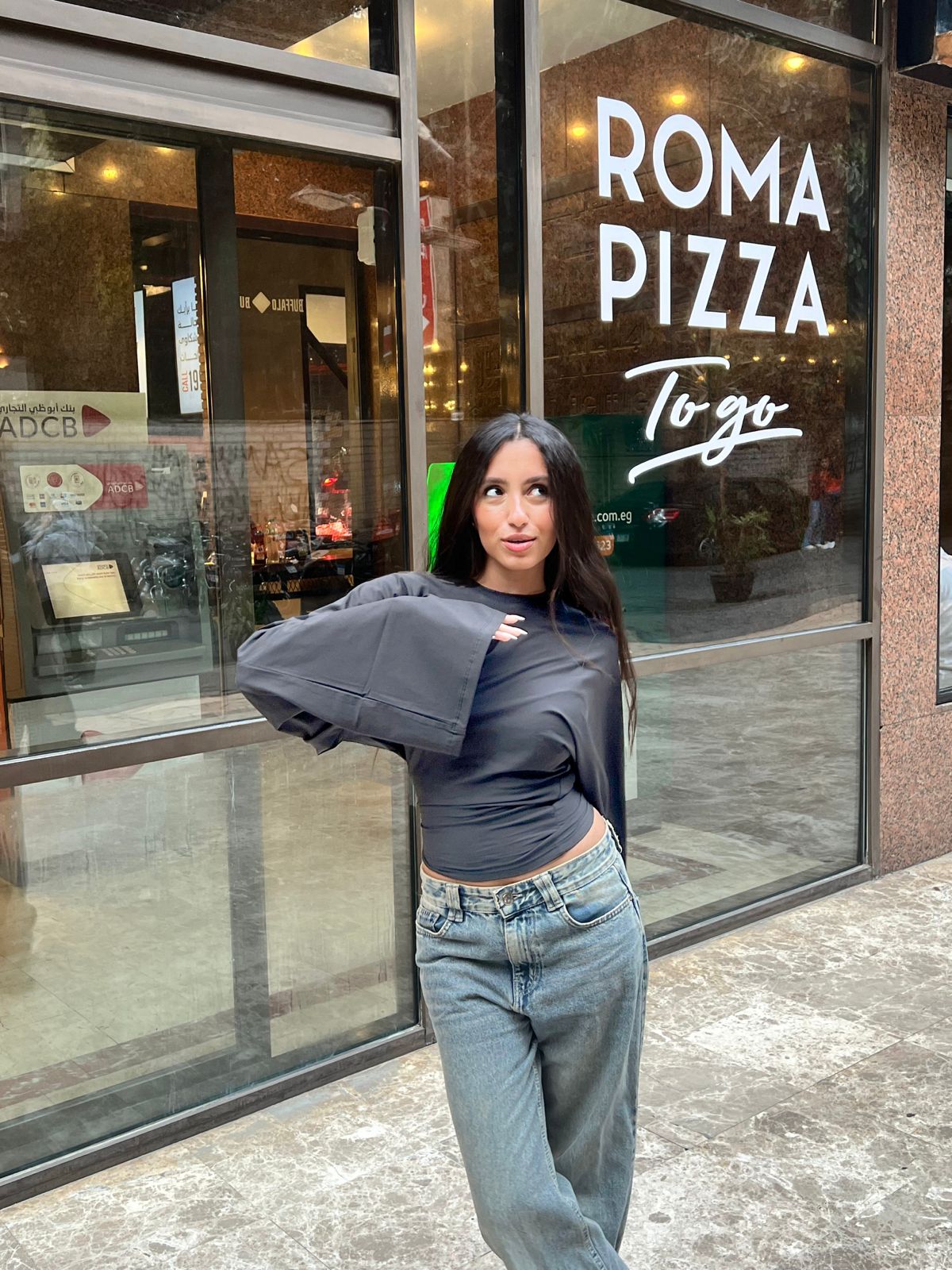 Dark grey fit & flare tee